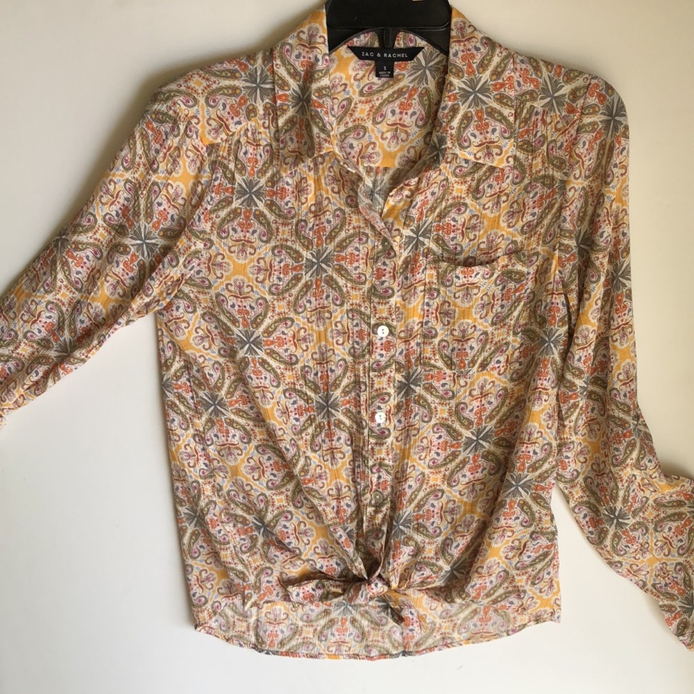 Zac & Rachel Tie Front Button Down, S